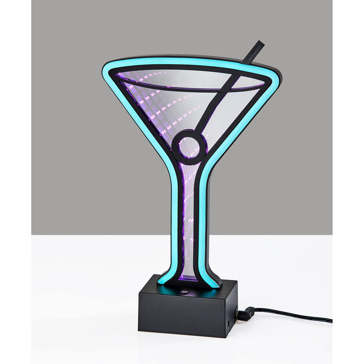 Neon Led Martini Glass Table Or Wall Lamp Black Transitional - Diamond Home USA