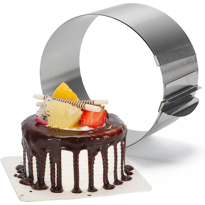 Round Stainless Steel Ring Adjustable Cake for Baking Silver Dishwasher Safe