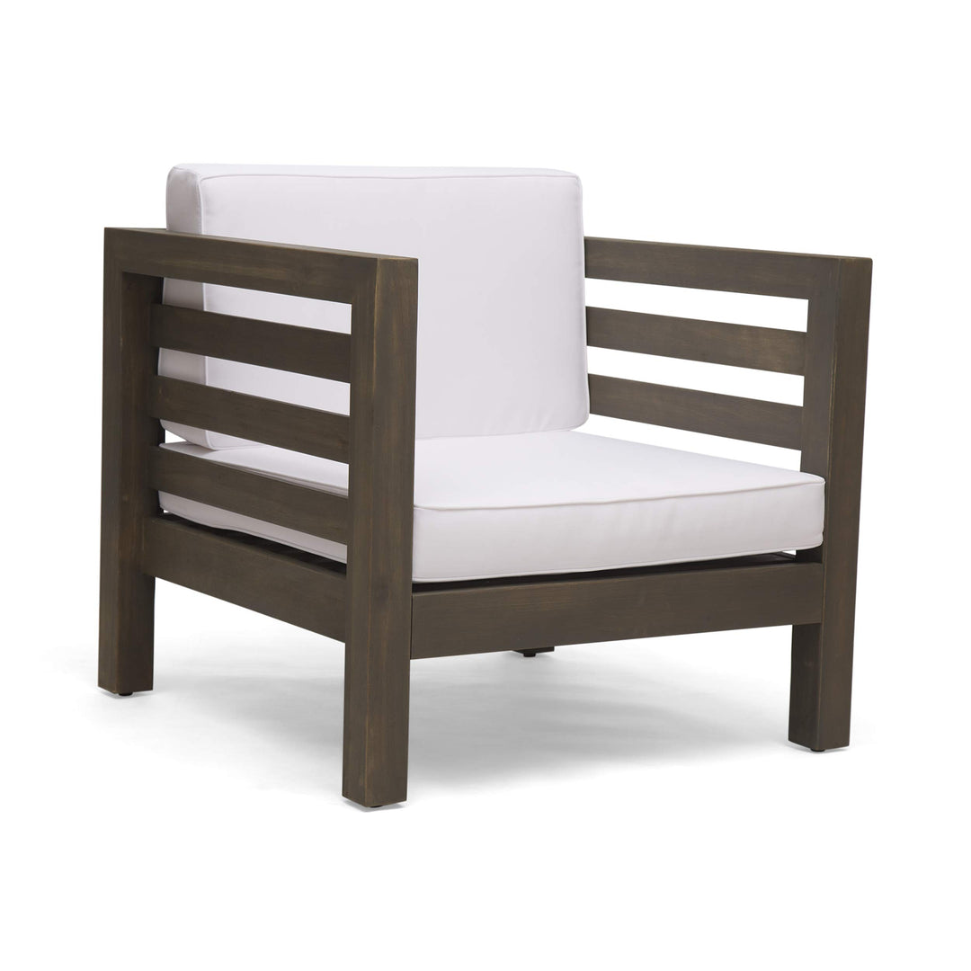Oana Outdoor Acacia Wood Club Chair with Cushion by Christopher Knight Home