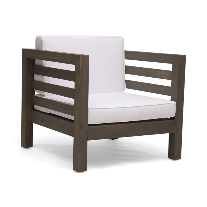 Oana Outdoor Acacia Wood Club Chair with Cushion by Christopher Knight Home