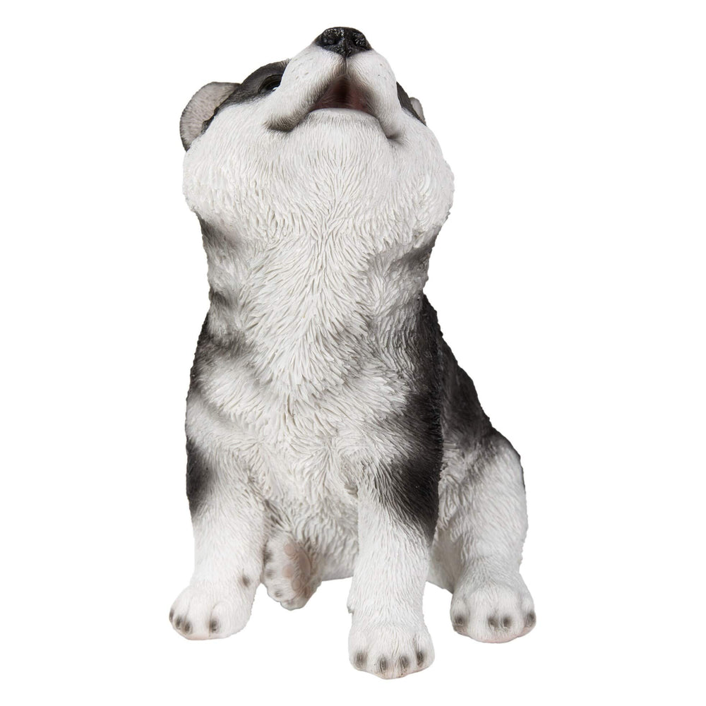Howling Husky Puppy Statue Multi Color Polyresin Multicolor Medium - Diamond Home USA