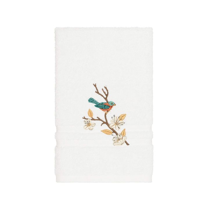 Turkish Cotton Blue Bird Embroidered White 8-Piece Towel Set Terry Cloth - Diamond Home USA