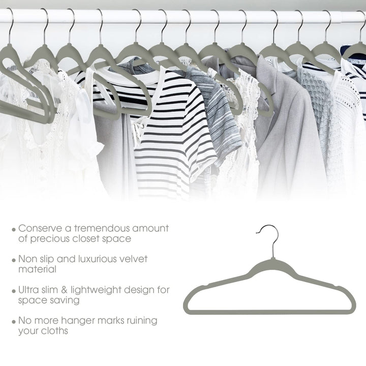 Home 30 Piece Velvet lim Profile Heavy Duty Felt Hangers with tainless teel - Diamond Home USA