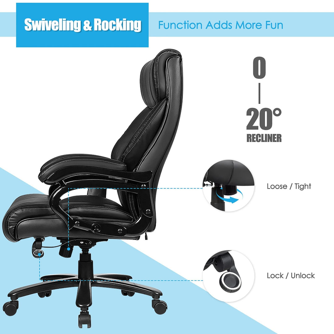 Ergonomic Office Chair Rolling Executive Massage with Pu Leather Black Modern - Diamond Home USA