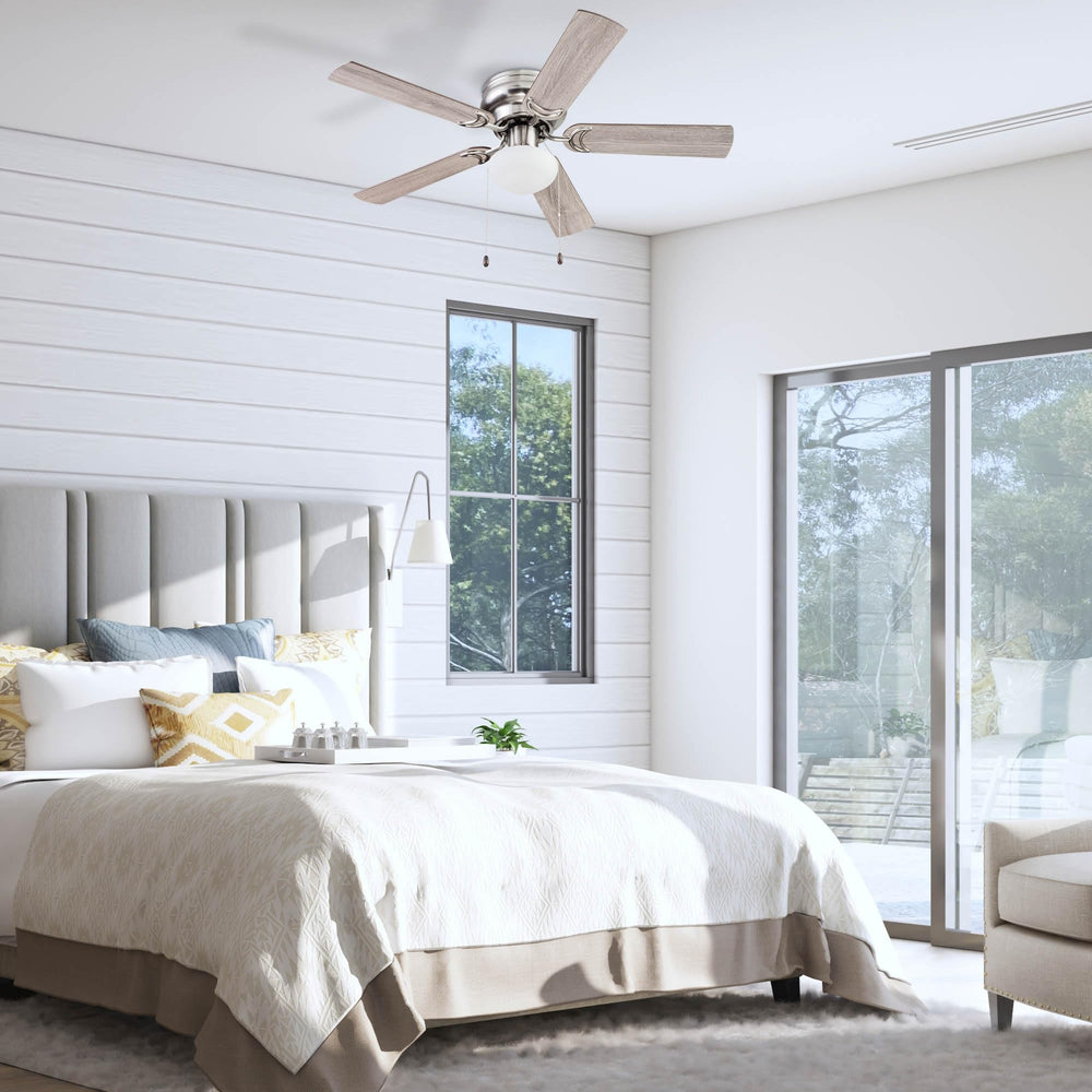 Prominence Home Alvina 44 Inch Traditional Flush Mount Indoor LED Ceiling Fan Satin Nickel - Diamond Home USA