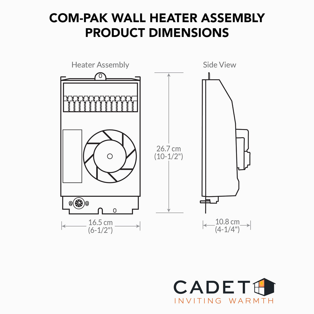 Cadet Com-Pak Electric Wall Heater Assembly Only Without Thermostat (Model: - Diamond Home USA