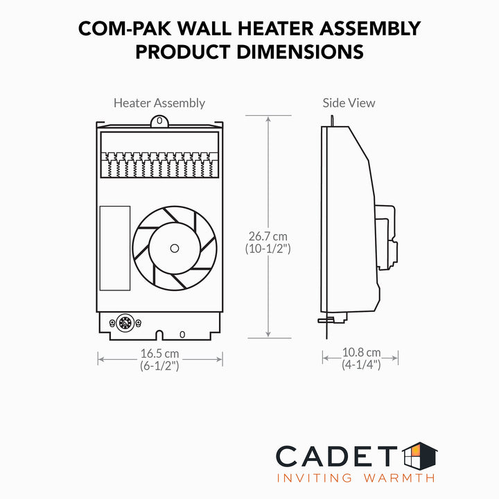 Cadet Com-Pak Electric Wall Heater Assembly Only Without Thermostat (Model: - Diamond Home USA