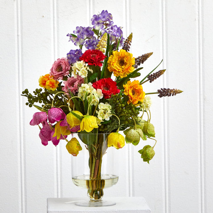 Nearly Natural Home Indoor Decorative Tabletop Spring Floral Arrangement - Diamond Home USA