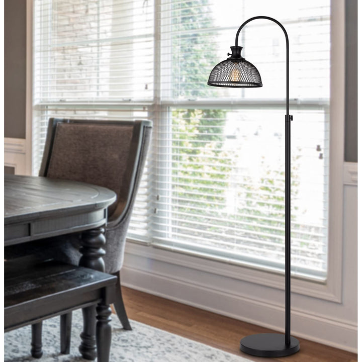 60w Metal Adjustable Floor Lamp with Mesh Shade Black Modern Contemporary - Diamond Home USA