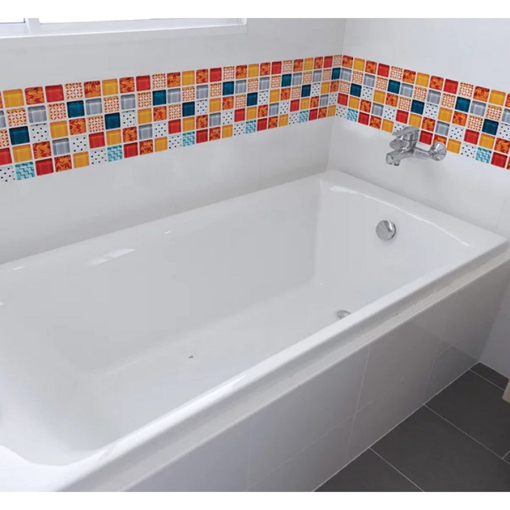3D Mosaic Self-Adhesive Glossy Gel Backsplash Tile 8 Inchx8 Inch/pc 6pc Orange - Diamond Home USA
