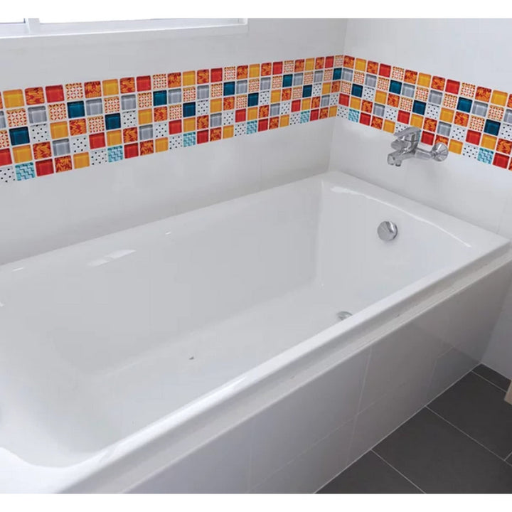 3D Mosaic Self-Adhesive Glossy Gel Backsplash Tile 8 Inchx8 Inch/pc 6pc Orange - Diamond Home USA