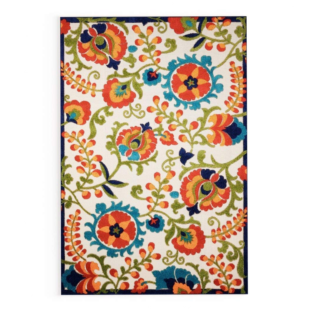5'3 x 7'5 Indoor Outdoor Floral Color Area Rug Polypropylene