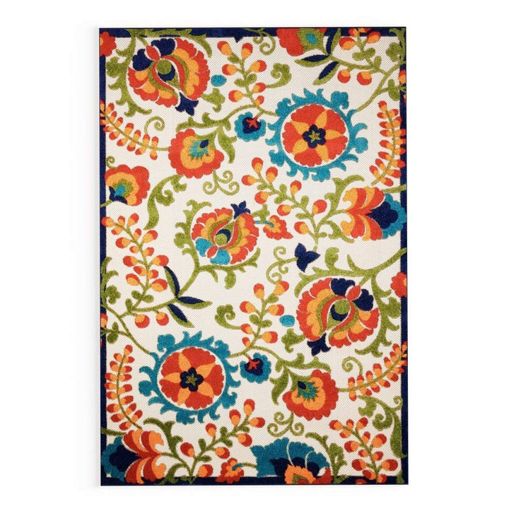 5'3 x 7'5 Indoor Outdoor Floral Color Area Rug Polypropylene