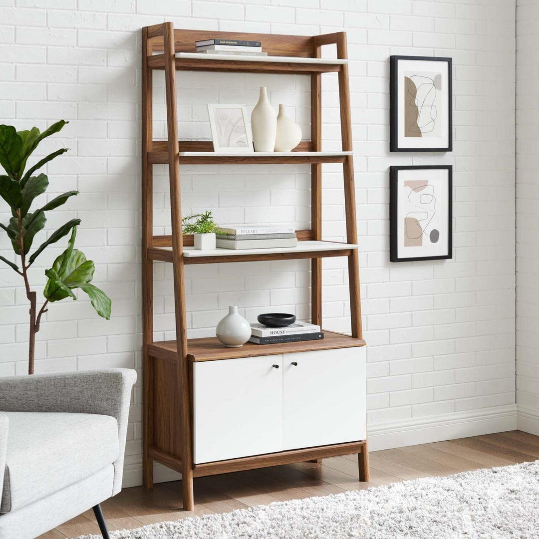 Modway Bixby Display Case 33" Bookshelf Walnut White - Diamond Home USA