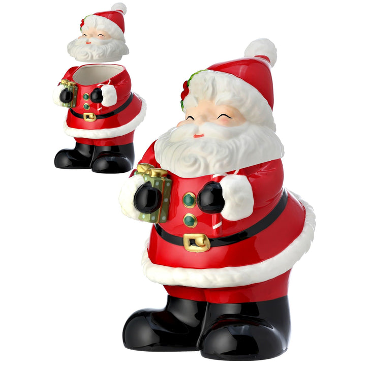 13.5" Santa Cookie Jar Red Ceramic - Diamond Home USA