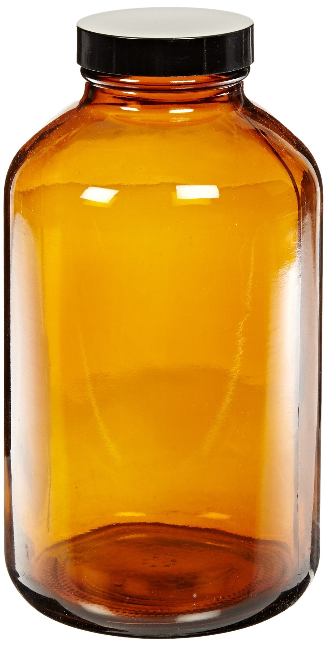 Kimble Type III Soda-Lime Glass Amber Wide-Mouth Packer Bottles with