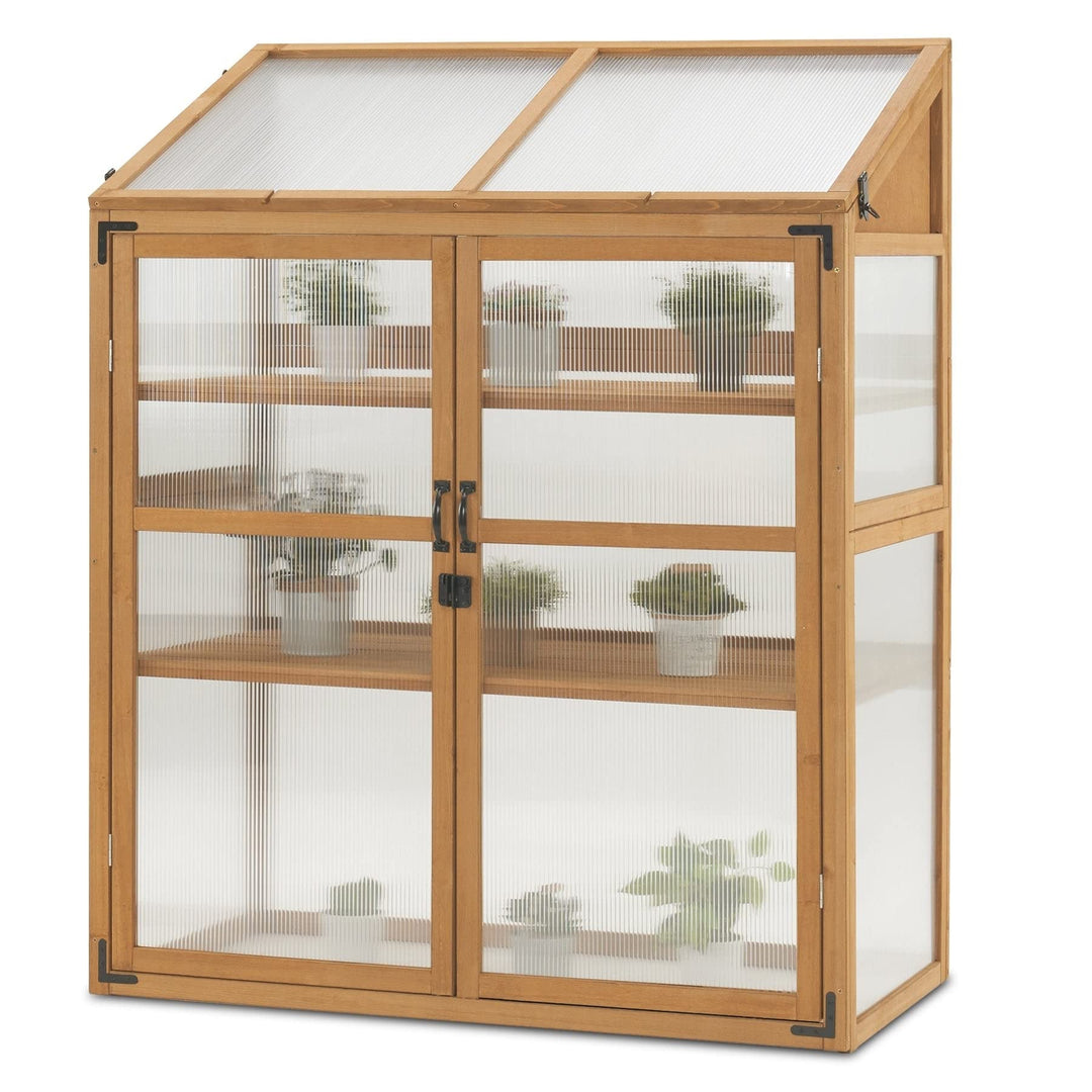 Cold Frame Large Wooden Greenhouse Cabinet Garden with Adjustable Natural