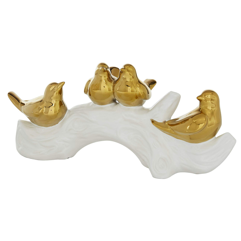 Gold Porcelain Glam Sculpture Bird 6 X 14 5 Yellow - Diamond Home USA