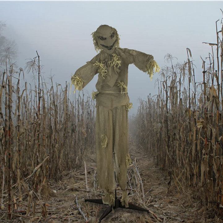 Haunted Hill Farm Life-Size Scary Talking Scarecrow Halloween Animatronic with - Diamond Home USA