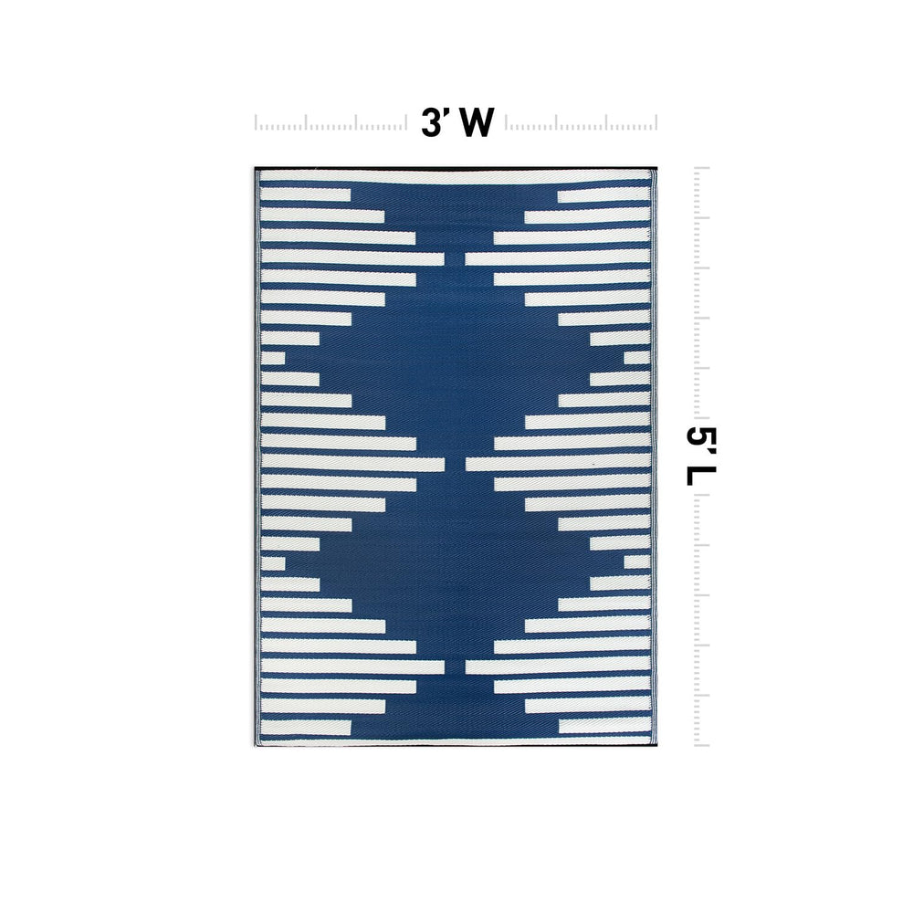 Rugshop Bohemian Diamond Stripe Reversible Crease-Free Waterproof Premium - Diamond Home USA