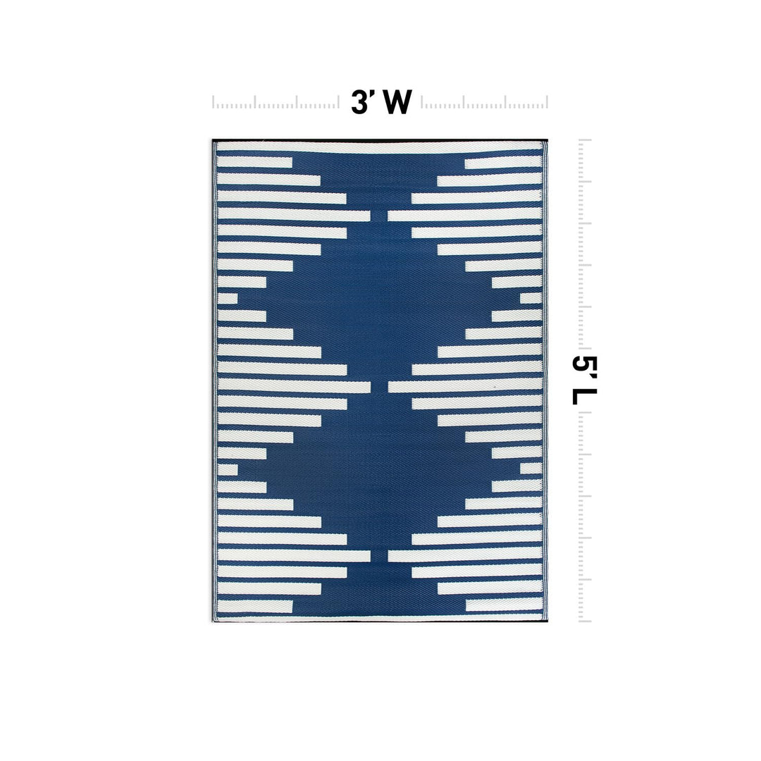 Rugshop Bohemian Diamond Stripe Reversible Crease-Free Waterproof Premium - Diamond Home USA