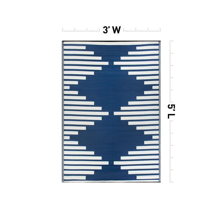 Rugshop Bohemian Diamond Stripe Reversible Crease-Free Waterproof Premium - Diamond Home USA