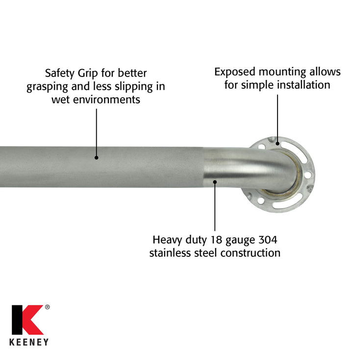 Keeney PP19347G tainless teel Grab Bar 1.25 In. Dia. x 48 In. Exposed crew 48"