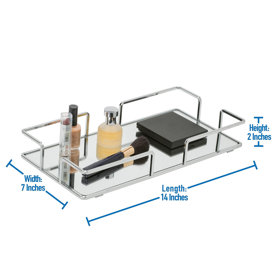 Home Details Modern Chrome Rectangular Vanity Mirror Tray Silver Contemporary - Diamond Home USA