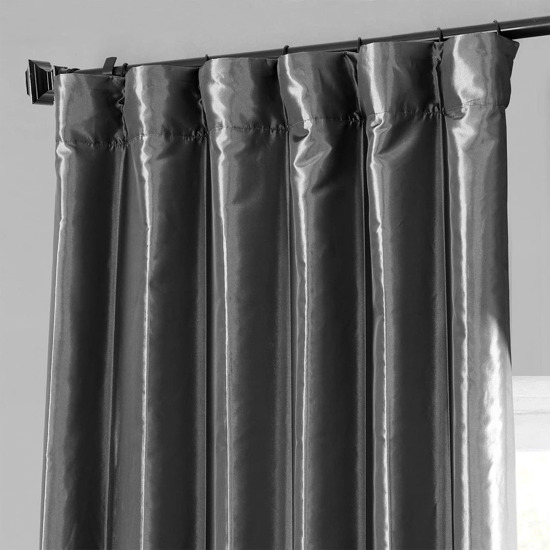 Exclusive Fabric Faux Silk Taffeta Solid Blackout Curtain (1 Panel)