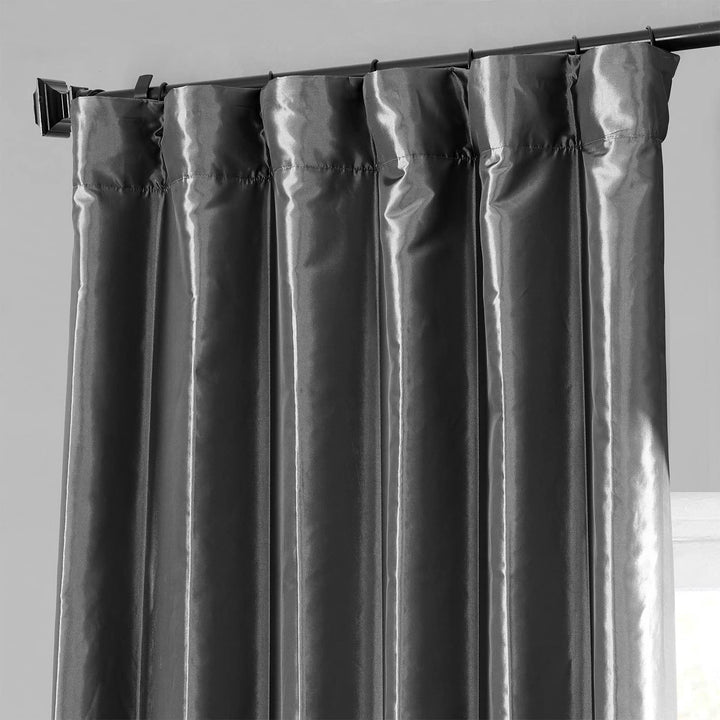 Exclusive Fabric Faux Silk Taffeta Solid Blackout Curtain (1 Panel)