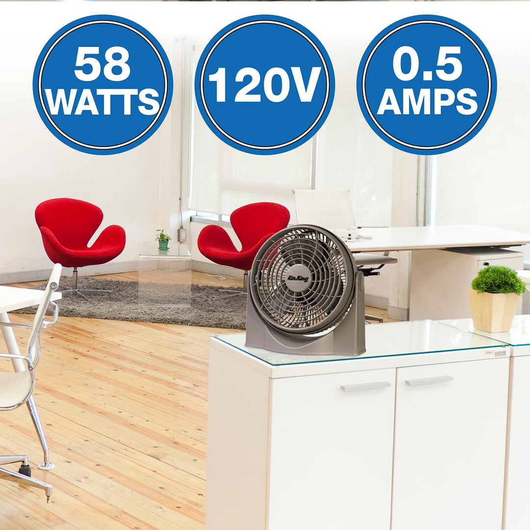 Air King 9530 9-Inch 3-Speed High Performance Pivot Fan gray - Diamond Home USA