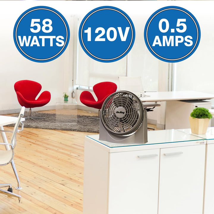 Air King 9530 9-Inch 3-Speed High Performance Pivot Fan gray - Diamond Home USA