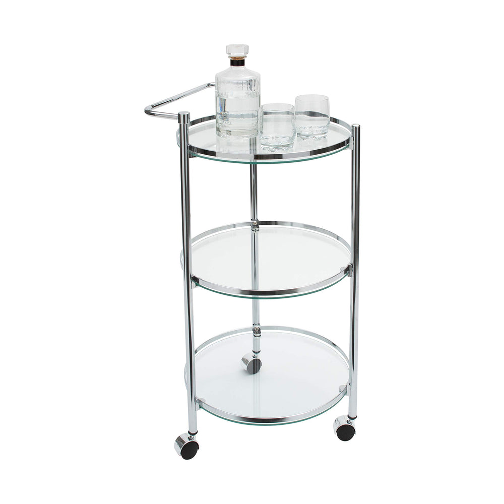 Organize It All Rolling 3 Tier Glass Circular Serving Cart Silver (Model: - Diamond Home USA