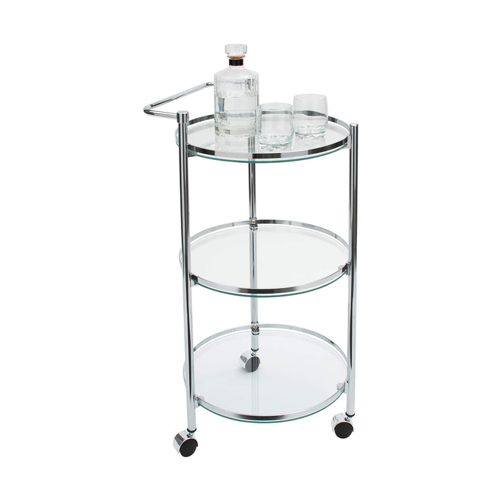 Organize It All Rolling 3 Tier Glass Circular Serving Cart Silver (Model: - Diamond Home USA