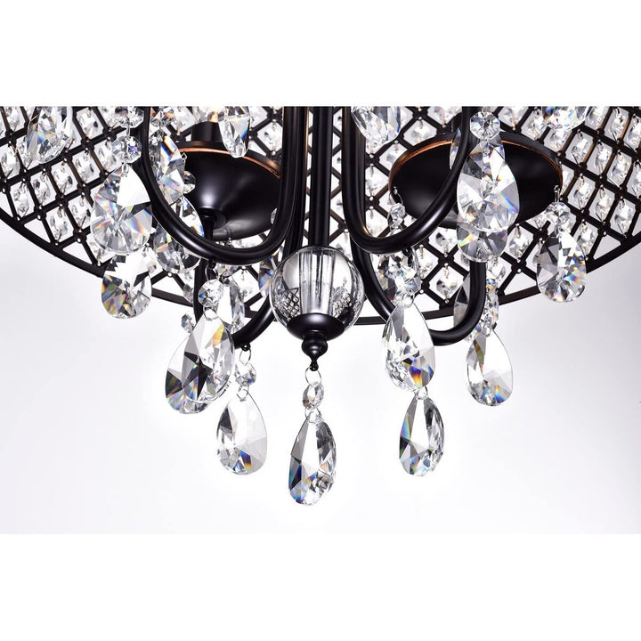 Oil Rubbed Bronze 4-light Round Beaded Drum Chandelier with Crystals Hanging - Diamond Home USA