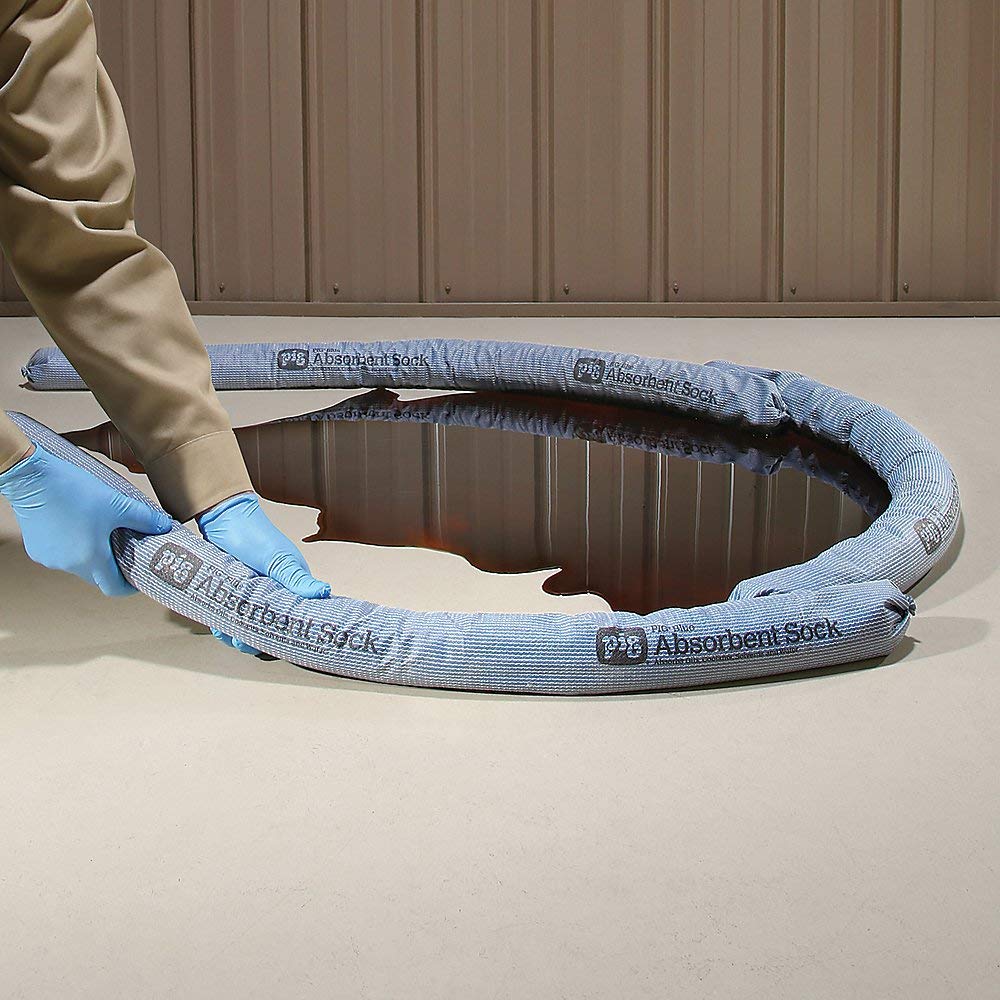 New Pig Blue Oil Absrbent Sck - 12 per Package - 3" x 48" - Absrbs up t 95 - Diamond Home USA