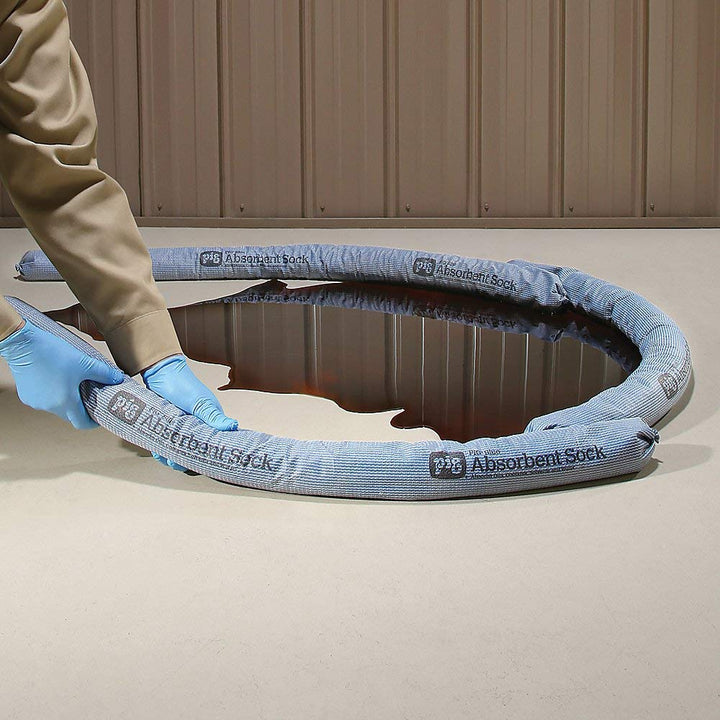 New Pig Blue Oil Absrbent Sck - 12 per Package - 3" x 48" - Absrbs up t 95 - Diamond Home USA