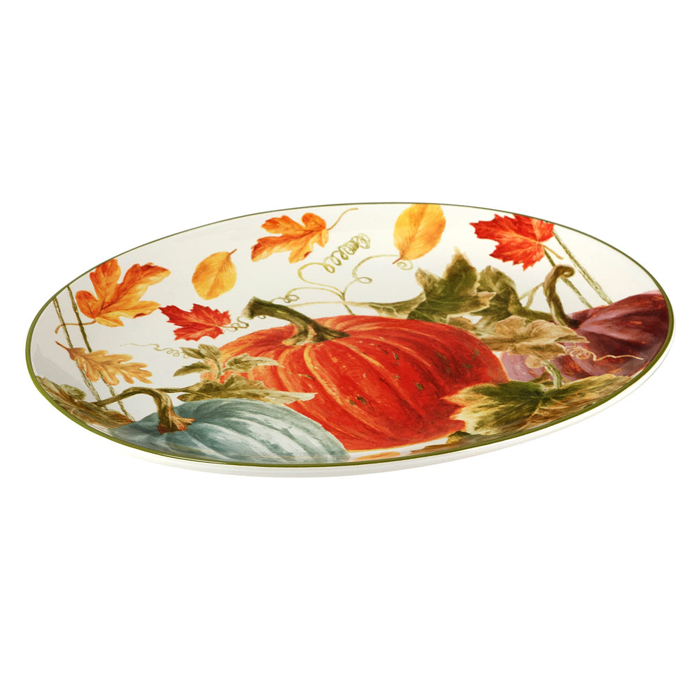 Certified International Autumn Harvest Oval Platter 16" x 12" Multicolor Large - Diamond Home USA