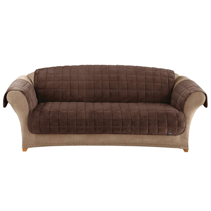 SureFit Deluxe Pet Sofa Cover Furniture Protector Plush Mink Couch Pet Protector Chocolate