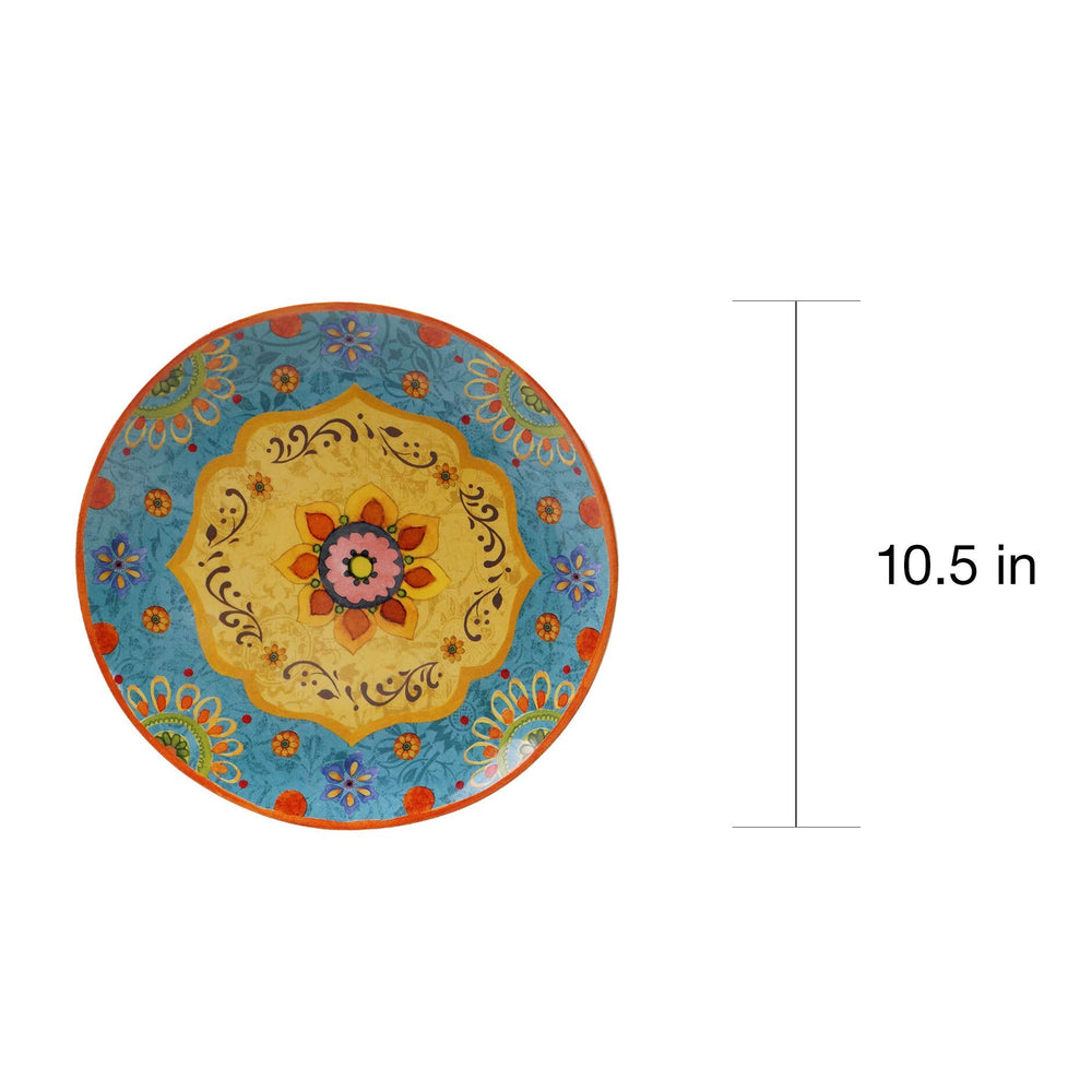 Sunset 10.5-inch Dinner Plates (Set Of 4) Green Red Yellow Textured Modern - Diamond Home USA