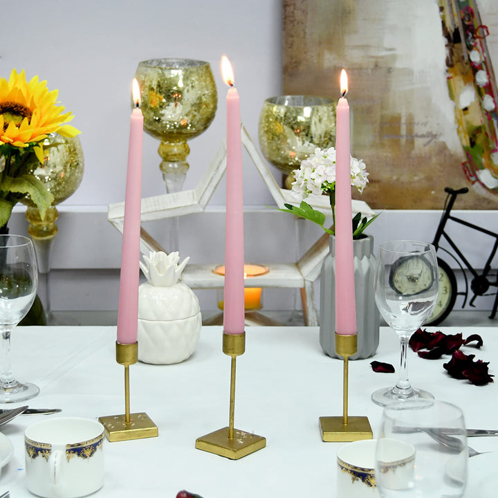 Zest Candle 12-Piece Taper Candles 10-Inch Light Rose Pink