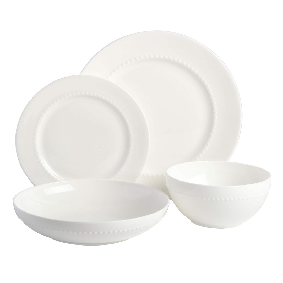 Gibson Elite Embossed Bone China Double Bowl Dinnerware Set Service for 4 - Diamond Home USA