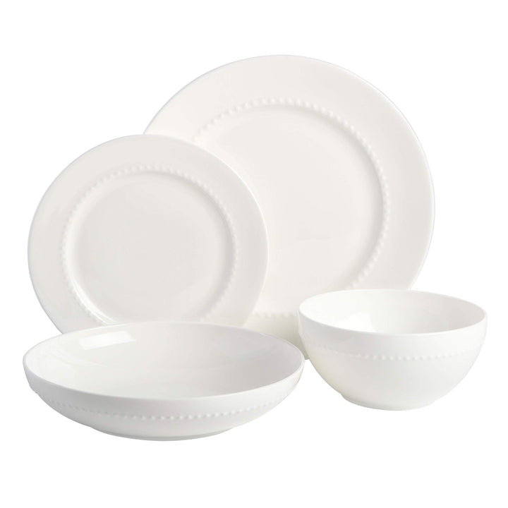 Gibson Elite Embossed Bone China Double Bowl Dinnerware Set Service for 4 - Diamond Home USA