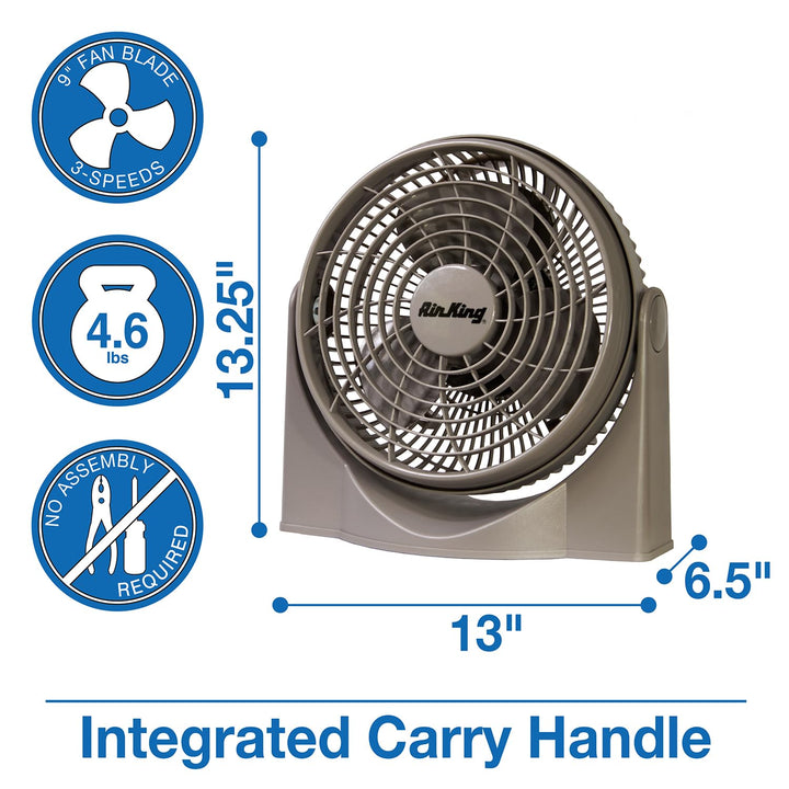 Air King 9530 9-Inch 3-Speed High Performance Pivot Fan gray - Diamond Home USA