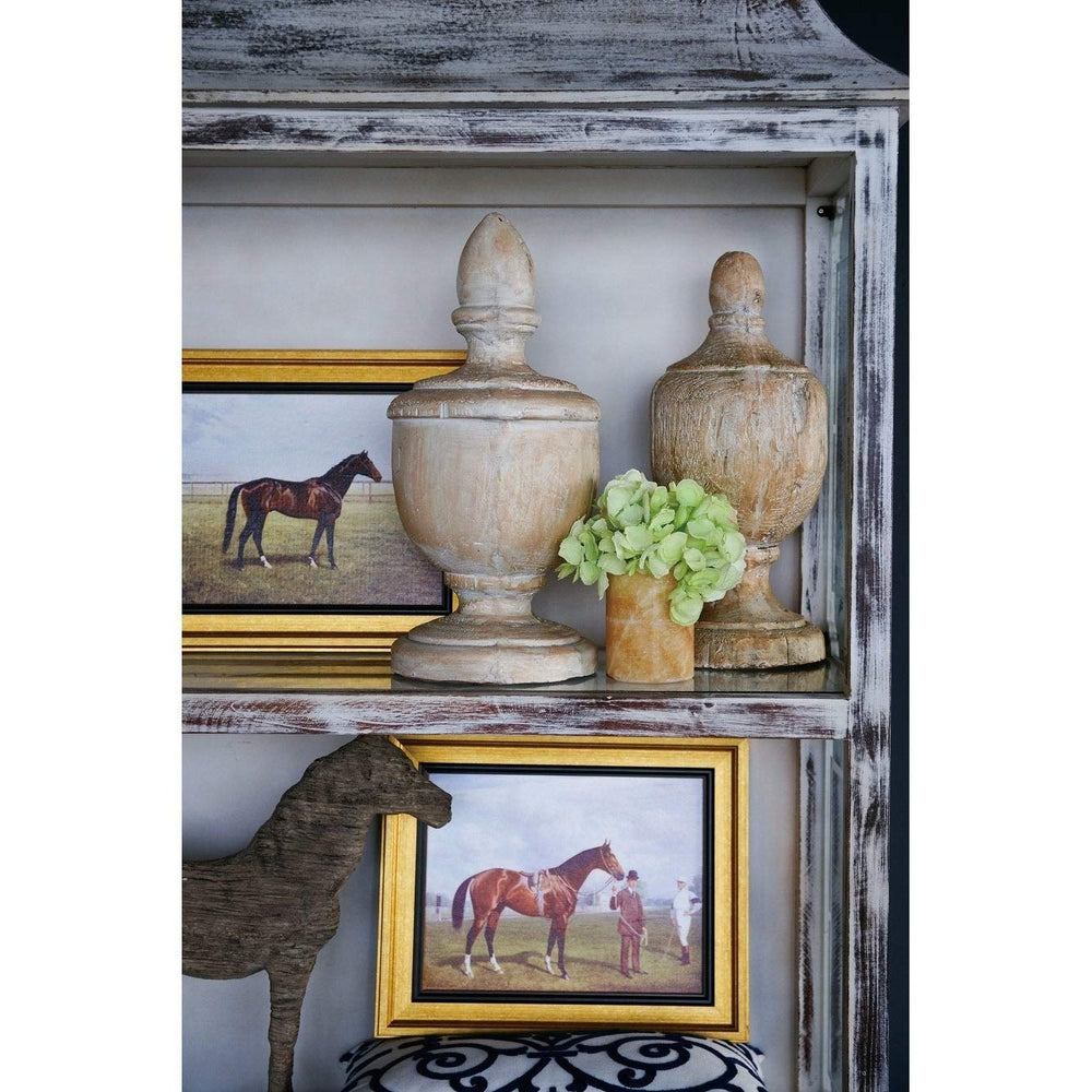 Beige Wood Decorative Finial Vintage Handmade - Diamond Home USA