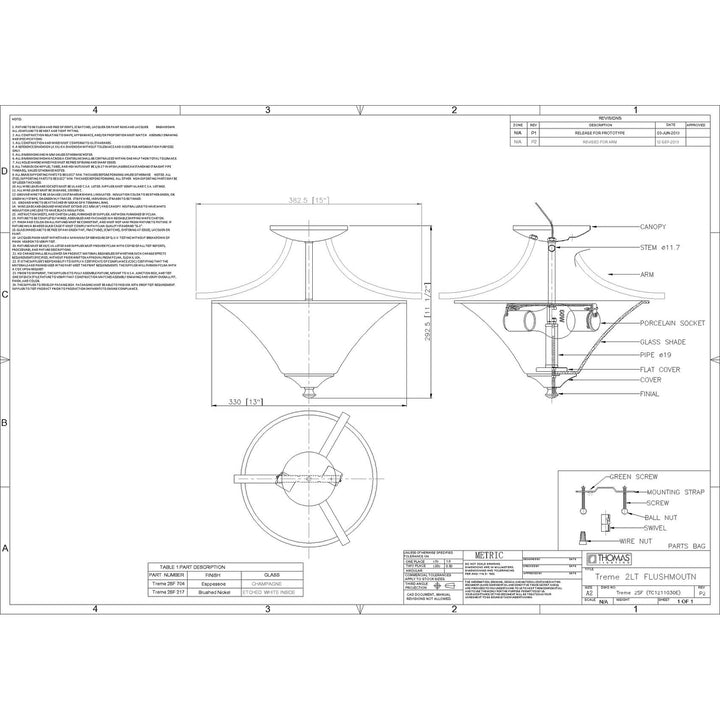 2-Light Semi Flush Mount Ceiling Lamp in Brushed Nickel Silver Traditional Metal - Diamond Home USA