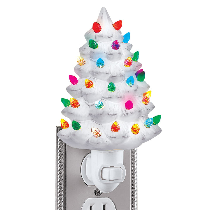 Ceramic Christmas Tree Night Light 6" h White 4 X 6.25 3 Traditional