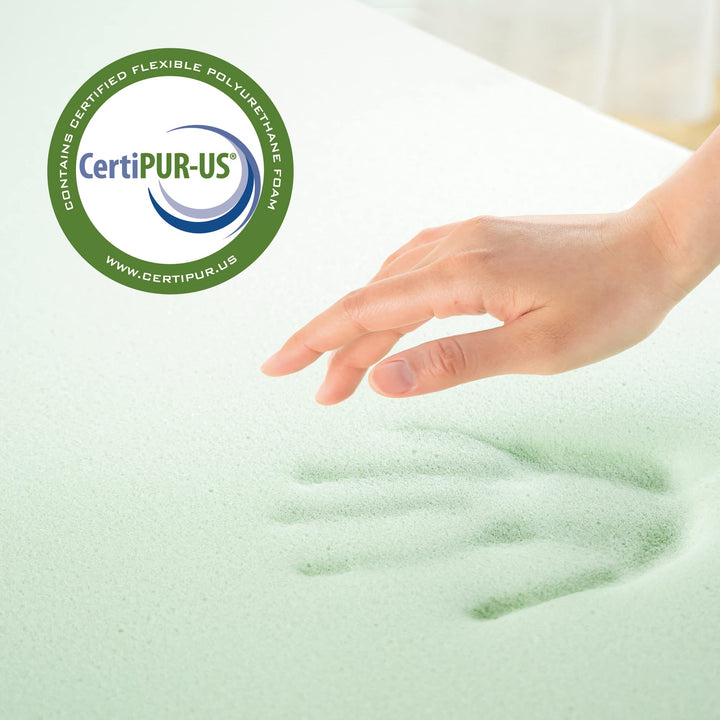 ZINUS 3 Inch Green Tea Memory Foam Mattress Topper Pressure-Relieving Layers Twin XL