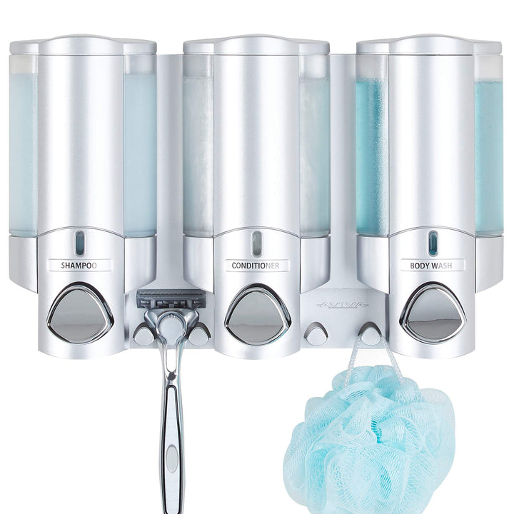 Better Living Products Aviva Shower Dispenser 3 Shampoo and Soap Dispenser 3 x - Diamond Home USA
