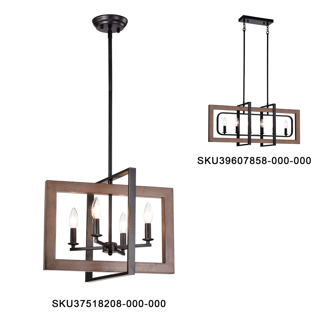 The Lighting Store Daniela Natural Wood and Antique Black Metal Open Cage - Diamond Home USA